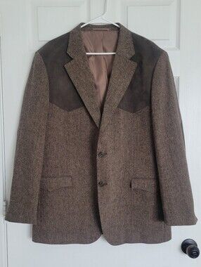 Red Sky Western Mens Wool Blend Blazer With Faux Suede Accents Cowboy
